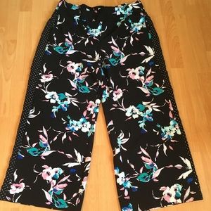 Floral and polka dot wide leg trousers